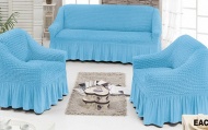Набор чехлов для мягкой мебели на диван и 2 кресла, арт. 218 Голубой