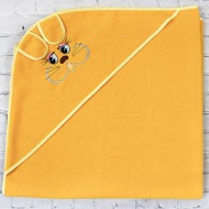Полотенце махровое с вышивкой, уголок, длинные ушки (насыщенный желтый 71)
