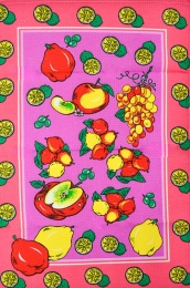 Полотенце вафельное купонное "Лимоны" розовый
