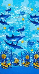Полотенце вафельное пляжное 80х150 см "Голубые дельфины"